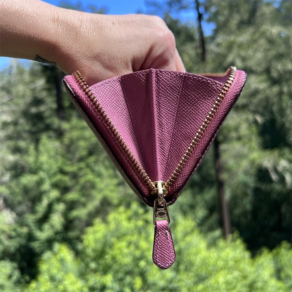 COACH Long Zip-Around Wallet Pink/Pink Crossgrain Leather Gold Hardware - Picture 11 of 13